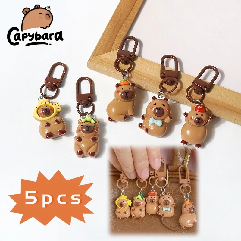 

Kawaii Cartoon Mini Capybara Keychains Charms Bright Flatback Animal Bag Earphone Keychain Cute Car Pendants Decoration Keyrings