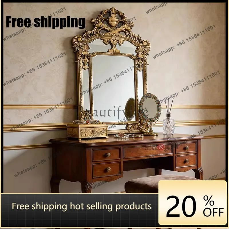Factory direct sales * French retro full-length mirror wall-mounted European carved full-length mirror