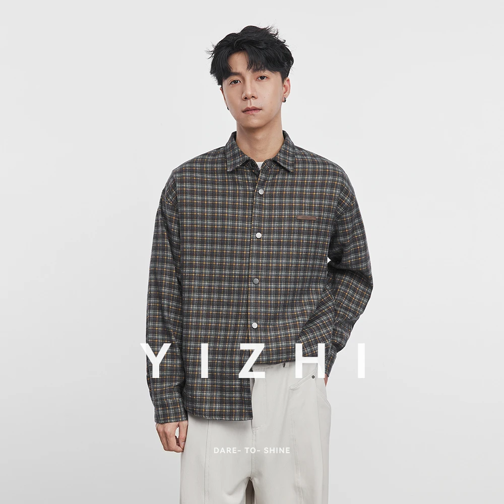 

Fashion Men's Flannel Plaid Long Sleeve Shirt 2025 Spring and Autumn New Retro Trend Lapel Shirt Jacket Men's Jacket