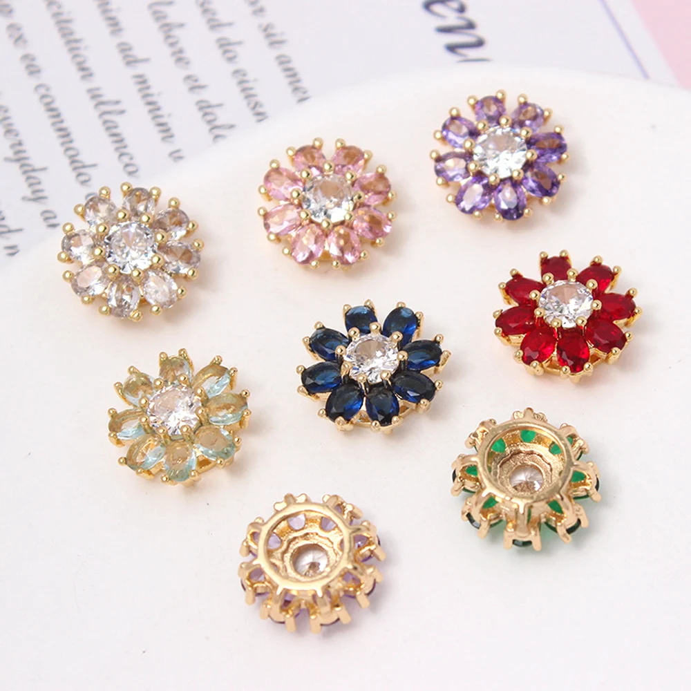 10pcs/ Set Color inlaid ultra flash zircon crystal Daisy Flower Pearl DIY hand Pearl Bracelet beading material