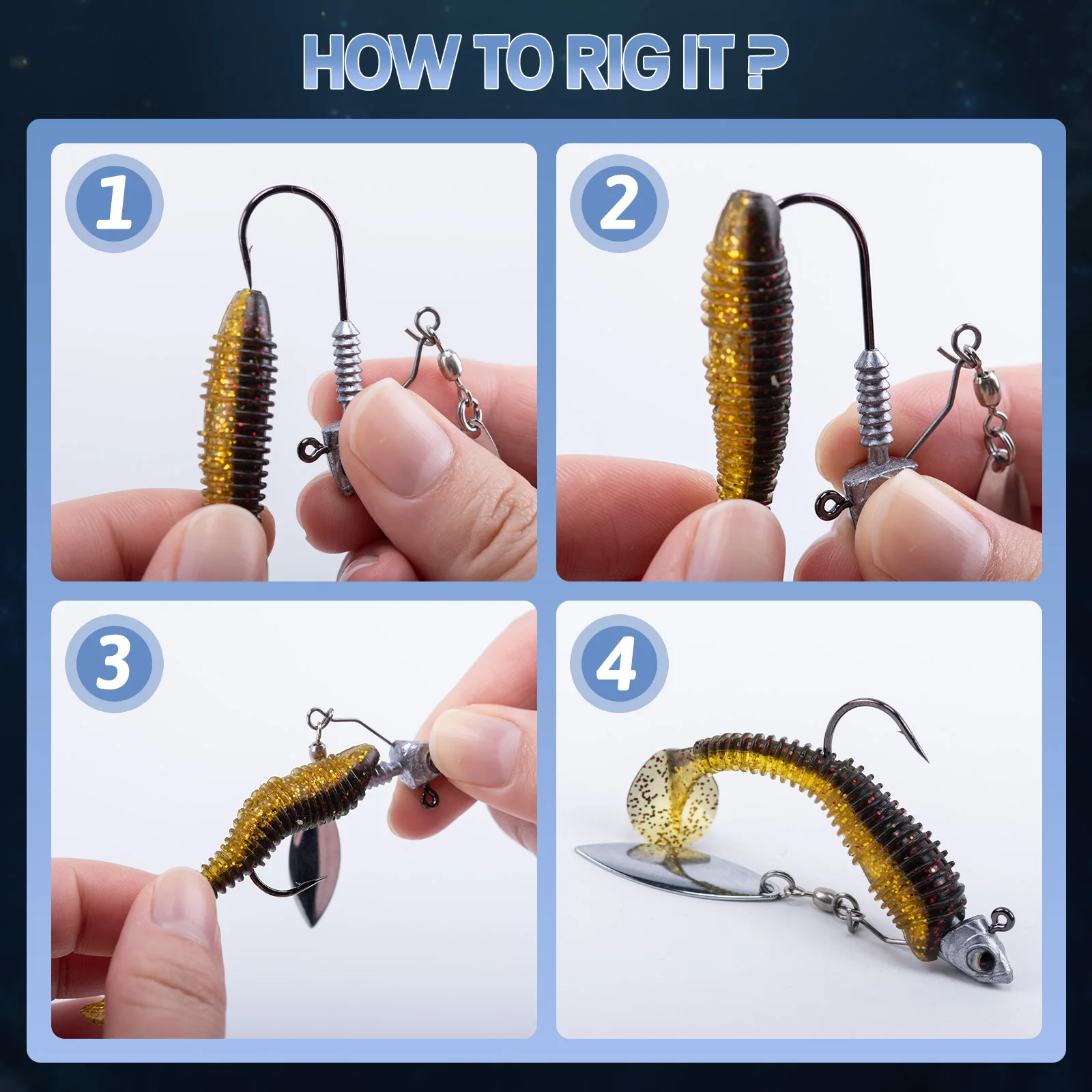 Goture Anzuelos Giratorios Willow Blade – Cabezas de Pesca para Vinilo - imagen 3