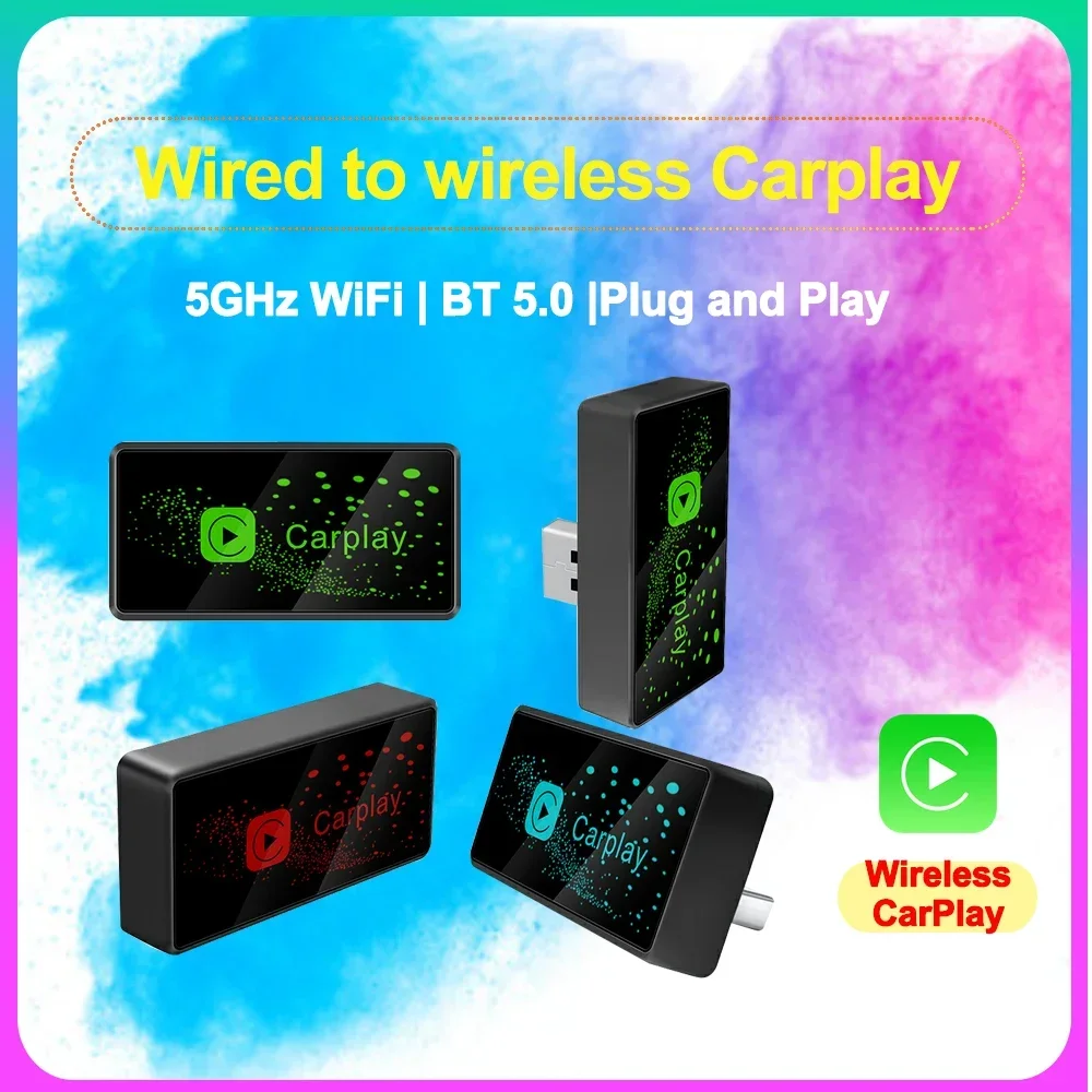 

Wireless Carplay Adapter Rgb Colorful Mini Smart Box Plug And Play Bluetooth Wifi Car Connect For Wired Apple Carplay Cars