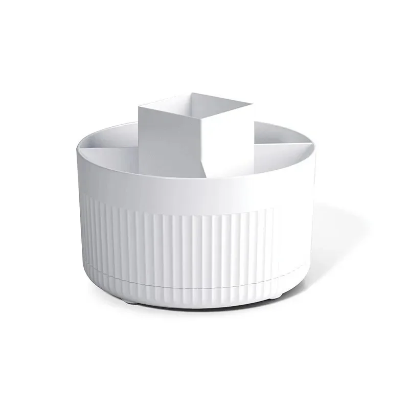 Organizador giratorio de 360 grados para guardar productos de maquillaje, con espacio para brochas, lápices de labios, sombras de ojos y otros artículos, ideal como estante de escritorio para tocadores.