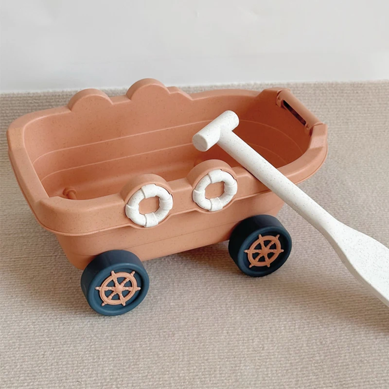 kicala Kinder Sand Wasser Spielen Set Spielzeug Für Kinder Trolley Bulldozer Strand Eimer Schaufel Hand-Ziehen Sand Lkw Sommer Meer sand Spielzeug 5