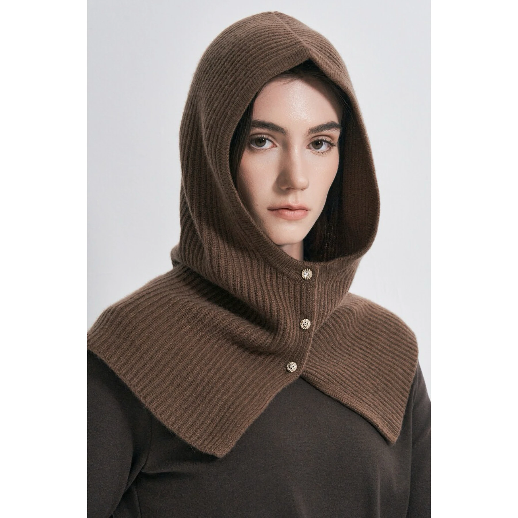 Fashionable Knitted Hat Scarf Set OBZ26 Autumn Warm Skin-friendly Cotton Long Sleeve Hooded Sweater Women's Commute Style