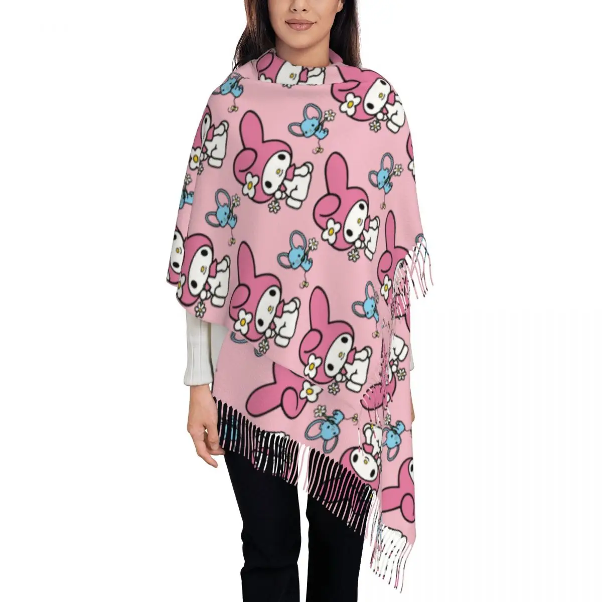 

Роскошный мелодийский шарф с кисточками на плоской подошве, женские зимние теплые шали, женские шарфы