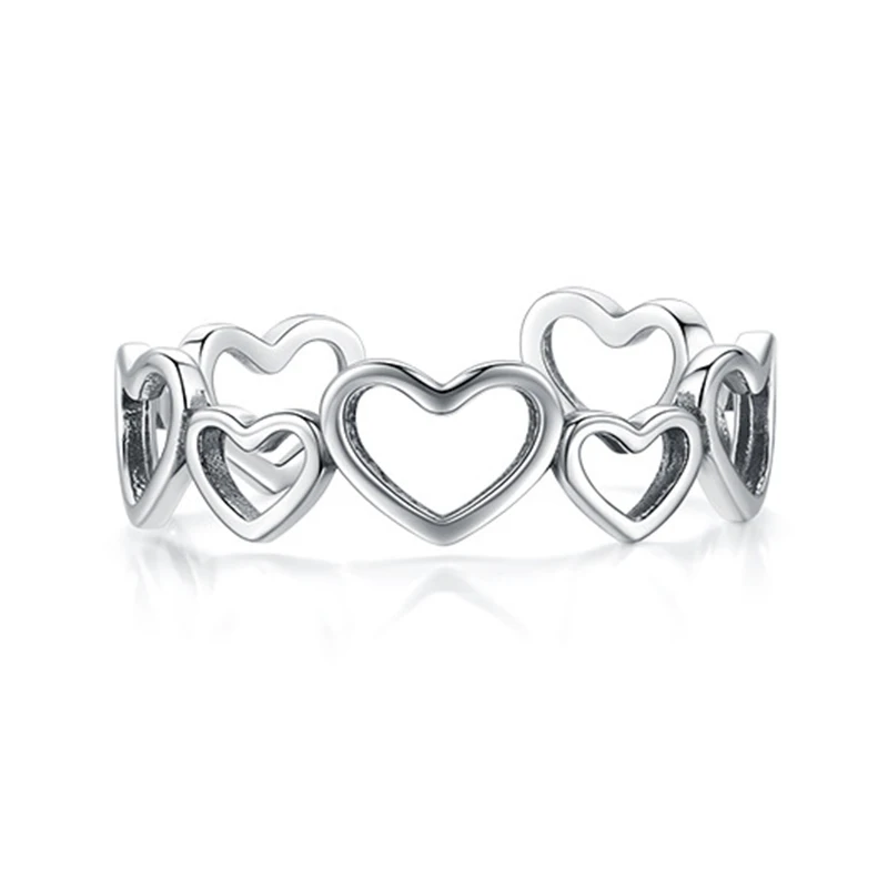 Bague-Anillo de Plata de Ley 925 con forma de corazón para mujer, sortija ajustable con apertura, para regalo de citas, S925