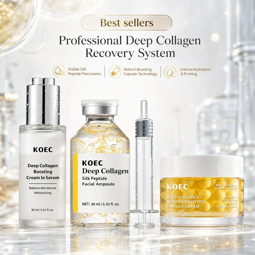 4 Step Skincare Set Collagen Ampoule Serum Cream Hydrating Firming Daily Routine Kit for Glow Skin Balance
