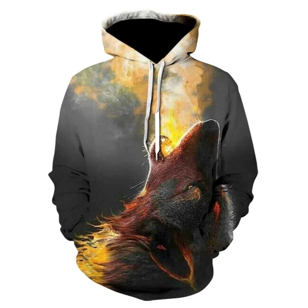 

Men's Hoodies Funny 3D Wolf Sweatshirt Fashion Brand Oversized Tracksuit Animal Printed Hoodie Men Women Streetwear Hoodies