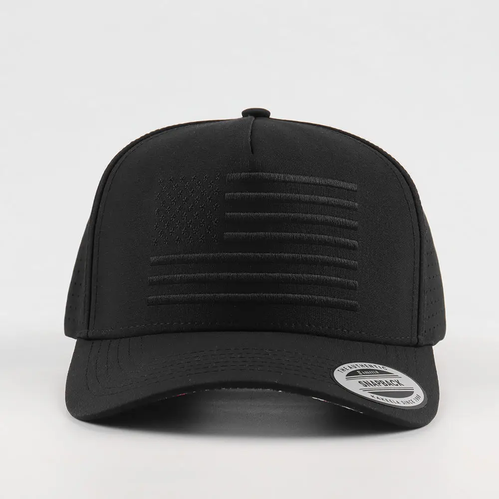 Customized Logo 5 Panel Performance Baseball Cap Waterproof Quick Drying with Laser Cut Hole Ideal for Sports And Outdoor Activi view 3