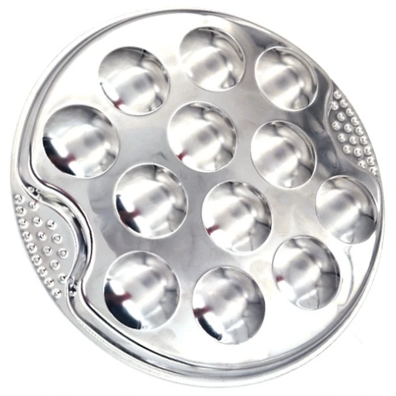 3 Set Of Stainless Steel Snail Mushroom Escargot Plate With 12 Compartments Grilled Snail Tool 12 Grilled Conch Tray