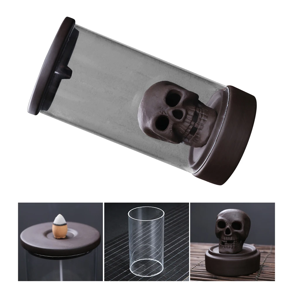 

Керамическая курильница с черепом, держатель для ароматерапии, курильница с обратным потоком, успокаивающая помощь в спальне, кабинет, йога, отель