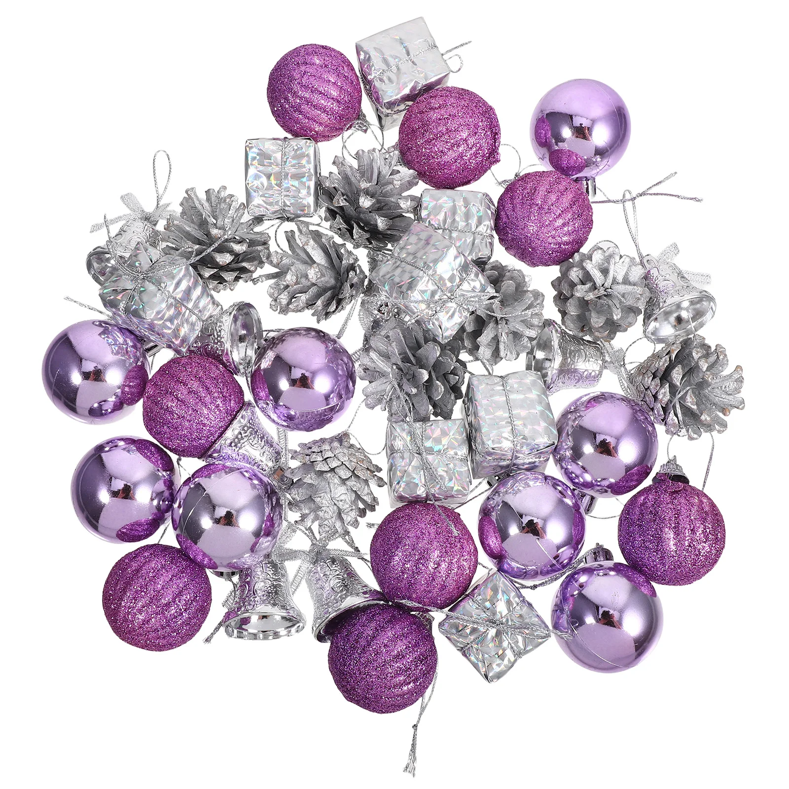 

40Pcs Purple Holiday Ornaments Glitter Shatterproof Christmas Baubles for Tree Hanging Decor Festive Party Supplies Xmas