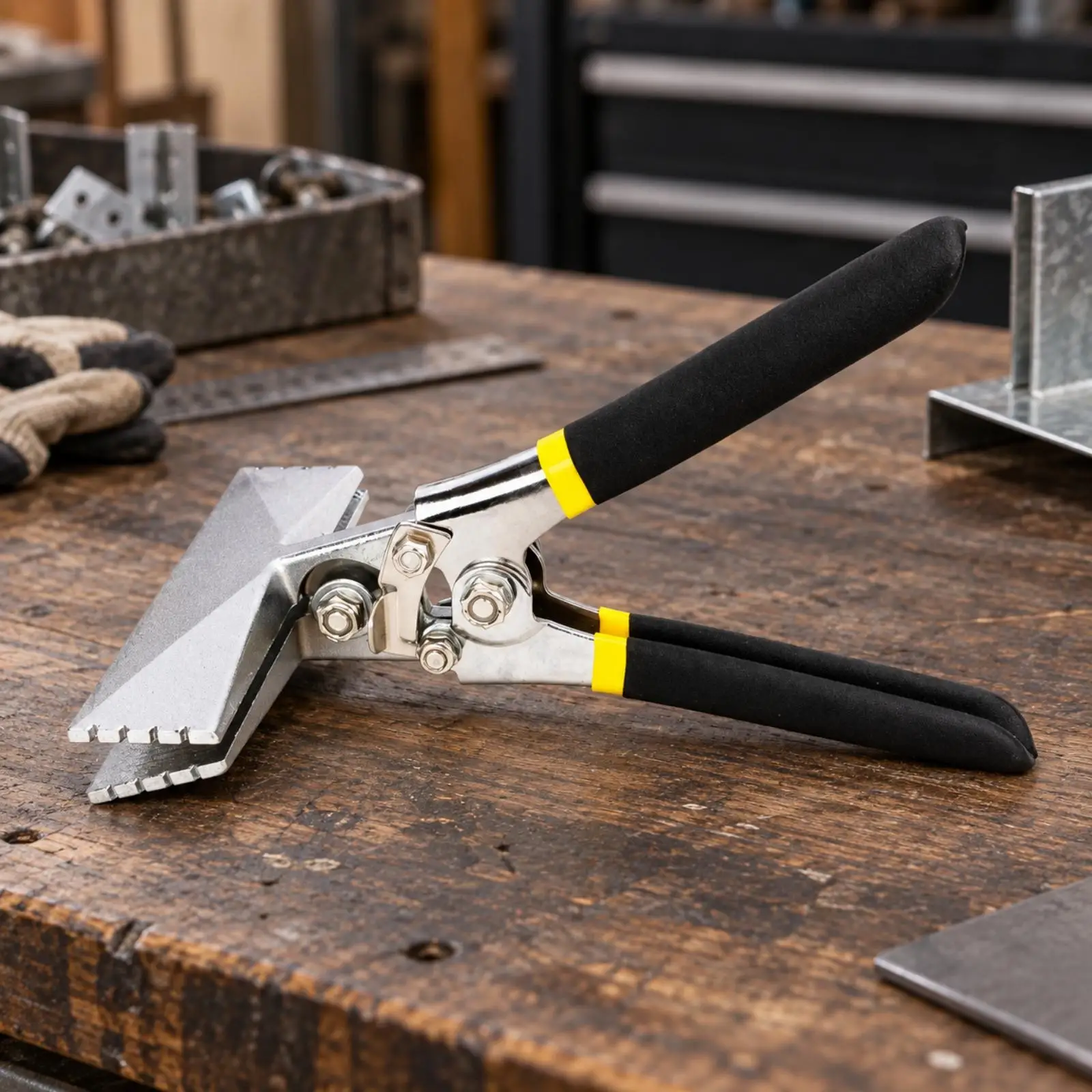 Professional Bending Pliers for Sheet Metal Fabrication with Cushioned Grip Non Slip Serrated Jaws Multi Tool