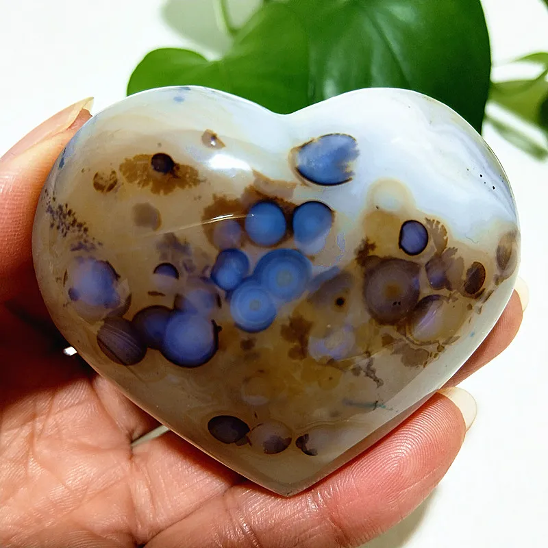 Natural Stone Moss Agate Crystal Heart Feng Shui Crystal Meditation Energy Spirit Exorcism Home Decorations