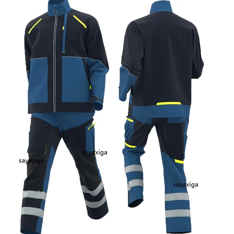 

Hi Vis Safety Working Suits for Man Mechanical Workshop Uniforms Tear Resistant Work Jacket pants Reflective road civil engineer