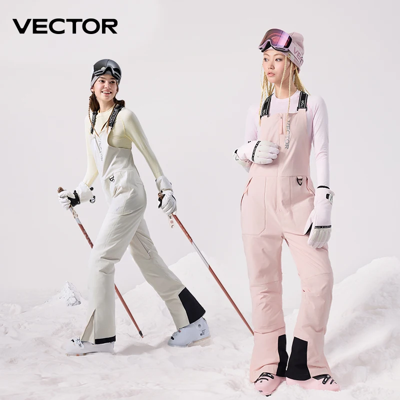 VECTOR Thick Men Women Ski Pants Straight Overalls Jumpsuit Skiing Bib Waterproof Winter Warm Windproof Outdoor Sports Snowboard