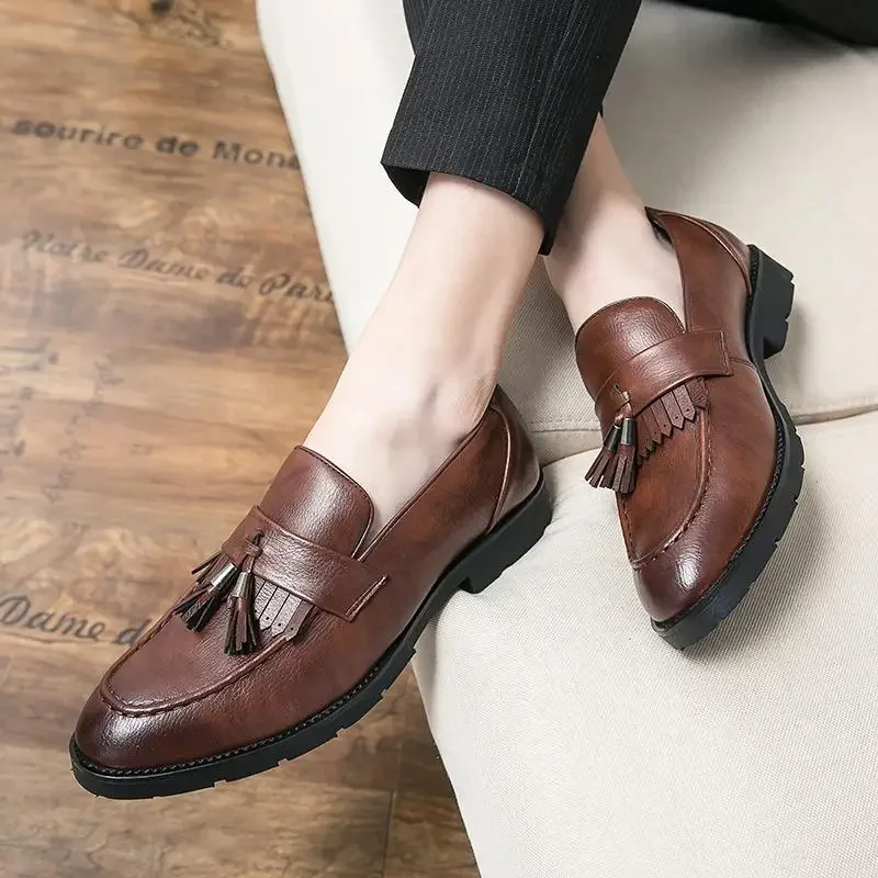 Elegant Men's Shoes Men's Genuine Leather Dress Shoes Classic Casual Formal Lace-up British Style Wedding Business Shoes