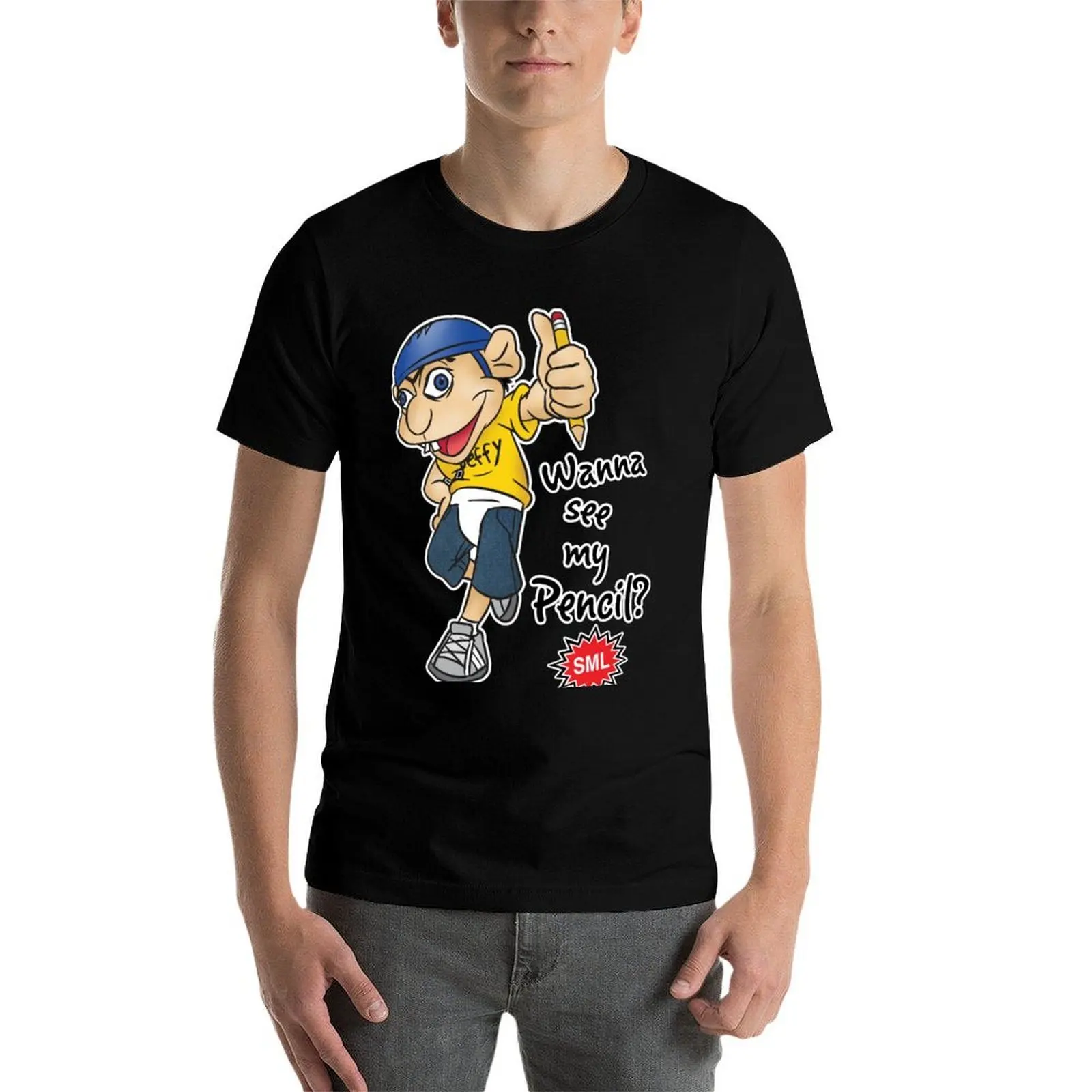 Jeffy Wanna See My Pencil? - Funny SML Character T-Shirt Casual Loose Daily Wear T-Shirt - view 4