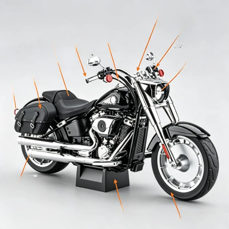Remote Start Spray 1:6 Softail Fat Boy American Motorcycle Alloy Metal Diecast Model Computer Desktop Ornaments