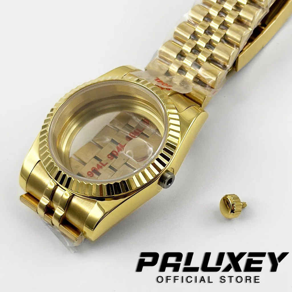 Gold Fluted Curved 36MM/40MM Bracelet Resistanst Watch Case Sapphire Glass For NH34 NH35 NH36 NH38 NH70 NH72 ETA2824 Movement