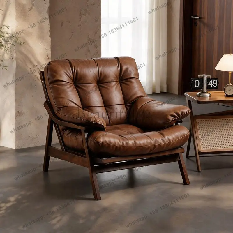 PG medieval Chinese style solid wood single retro tea chair household living room balcony homestay leisure chair