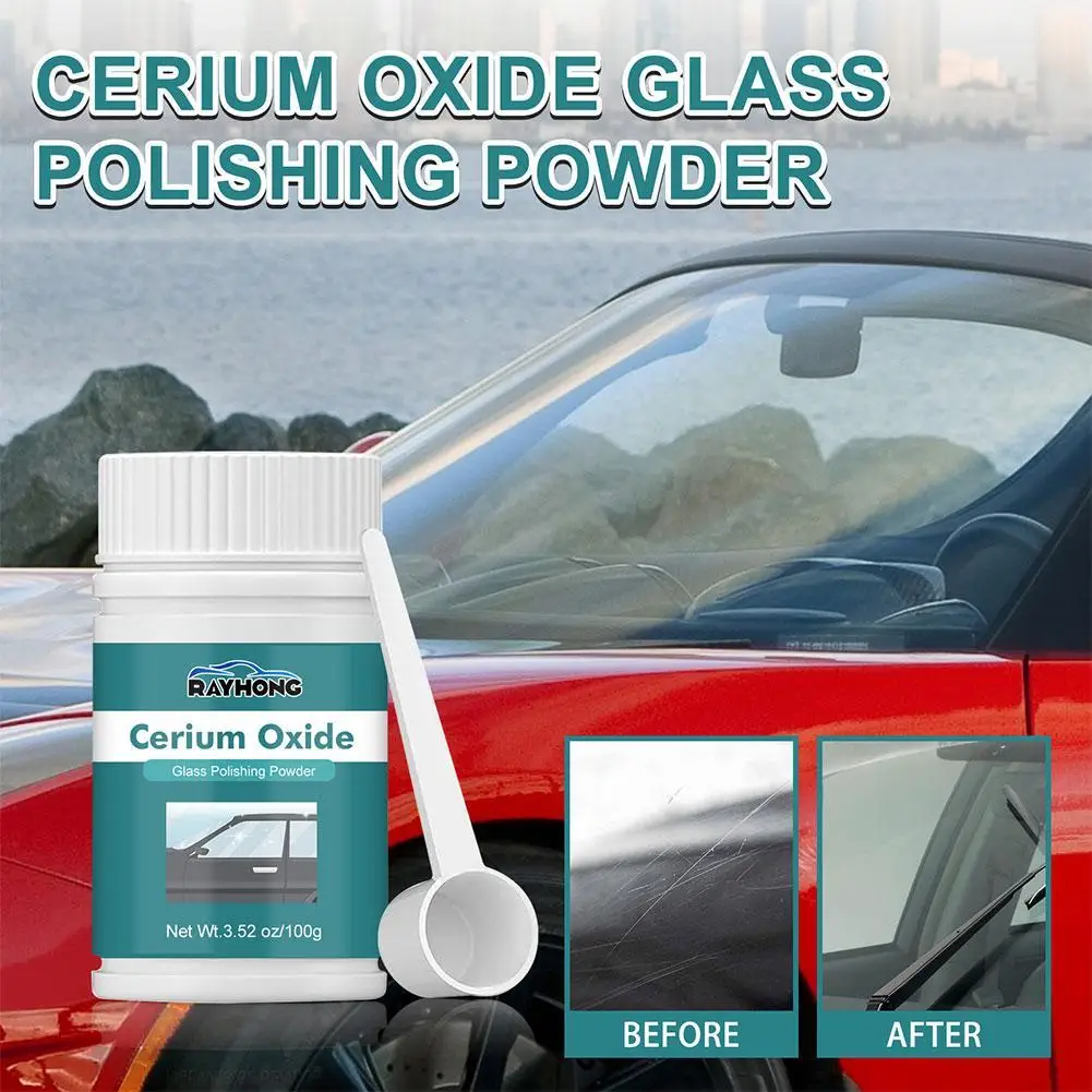 100g Glass Polishing Powder With Spoon For Auto Car Windows Scratch Remover Glass Polishing Scratch Cleaning&Repair Tool