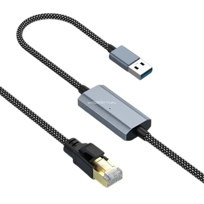 Adaptador USB3.0 para RJ45 resistente com nylon trançado para uso prolongado