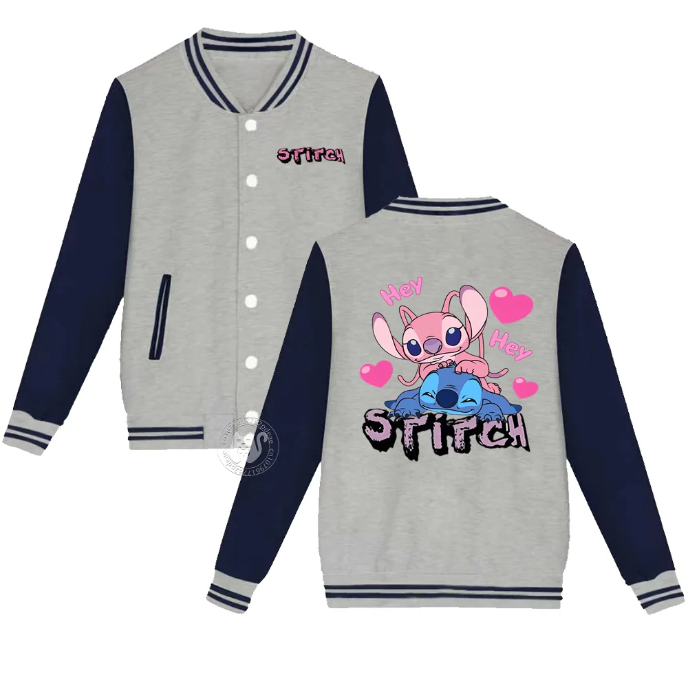 

Disney Angel Stitch Love cartoon printed children's Fall/Winter Boys and girls casual comfortable warm loose baseball uniform