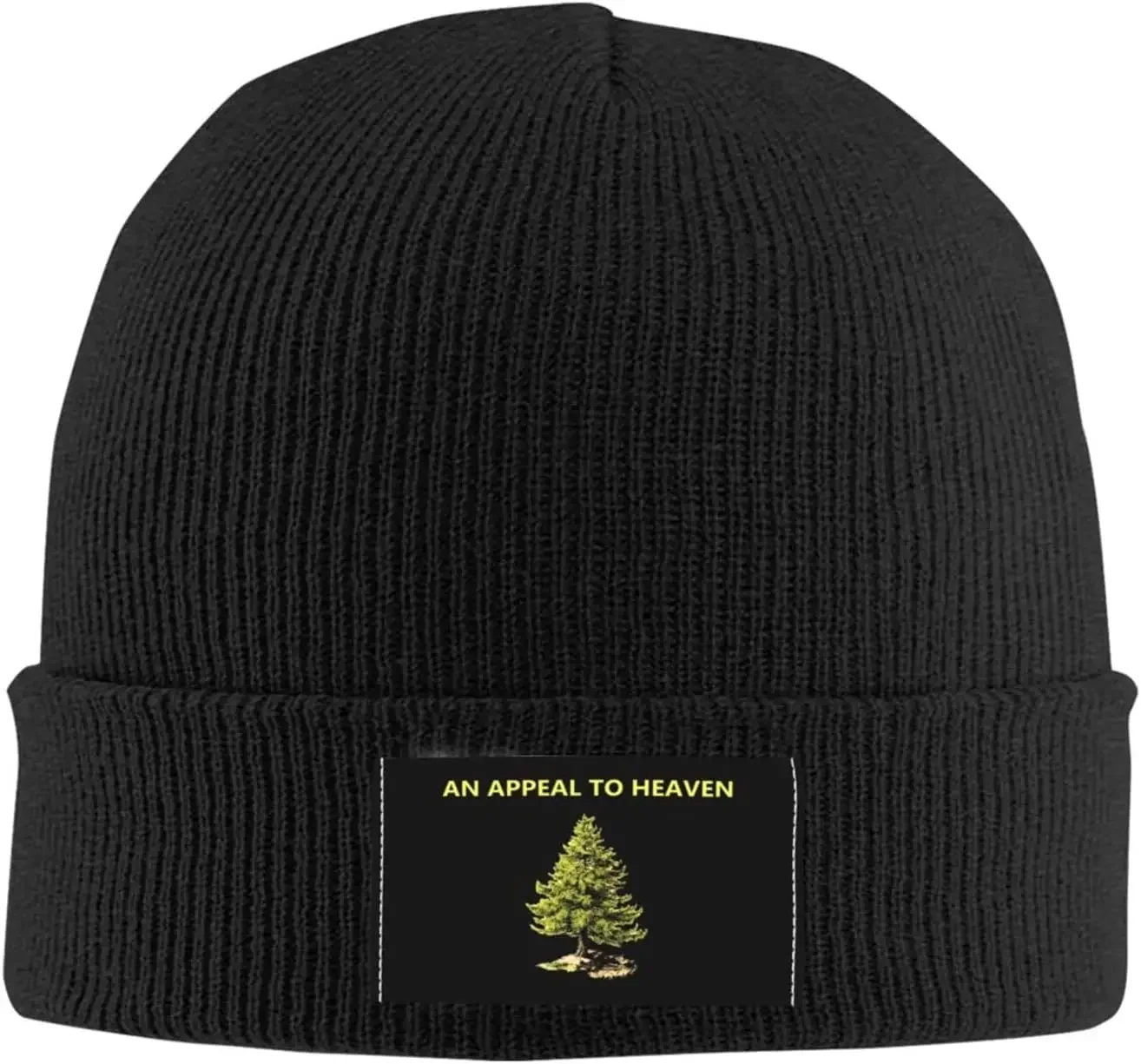 

an-Appeal-to-Heaven-Pine-Tree Beanie Hats Warm Chunky Knit Hat Slouchy Skull Cap for Women Men Black