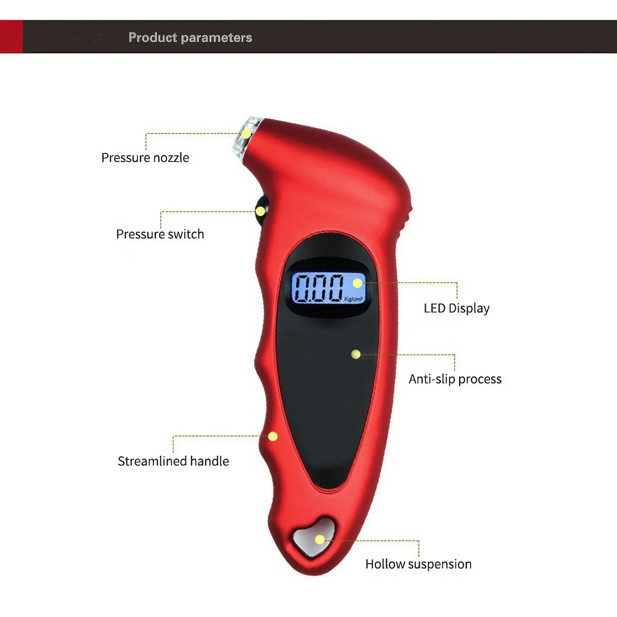 Digital Tire Pressure Gauge 150 PSI with Backlit LCD, Lighted Nozzle, Non-Slip Grip - Tire Pressure Monitor Tool.