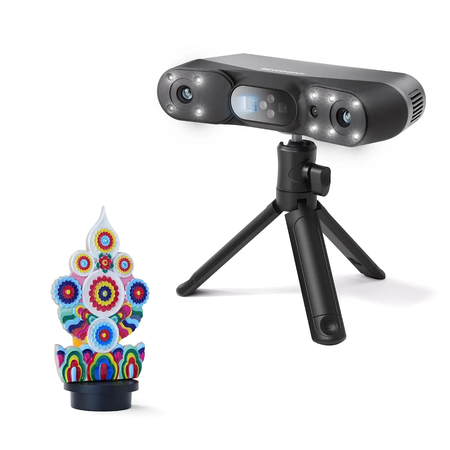 Revopoint POP 4 3D Scanner, 0.03mm Accuracy Blue Laser, Up to 105 fps, AI Segmentation & 3DGS Modeling, 5 Scanning Modes
