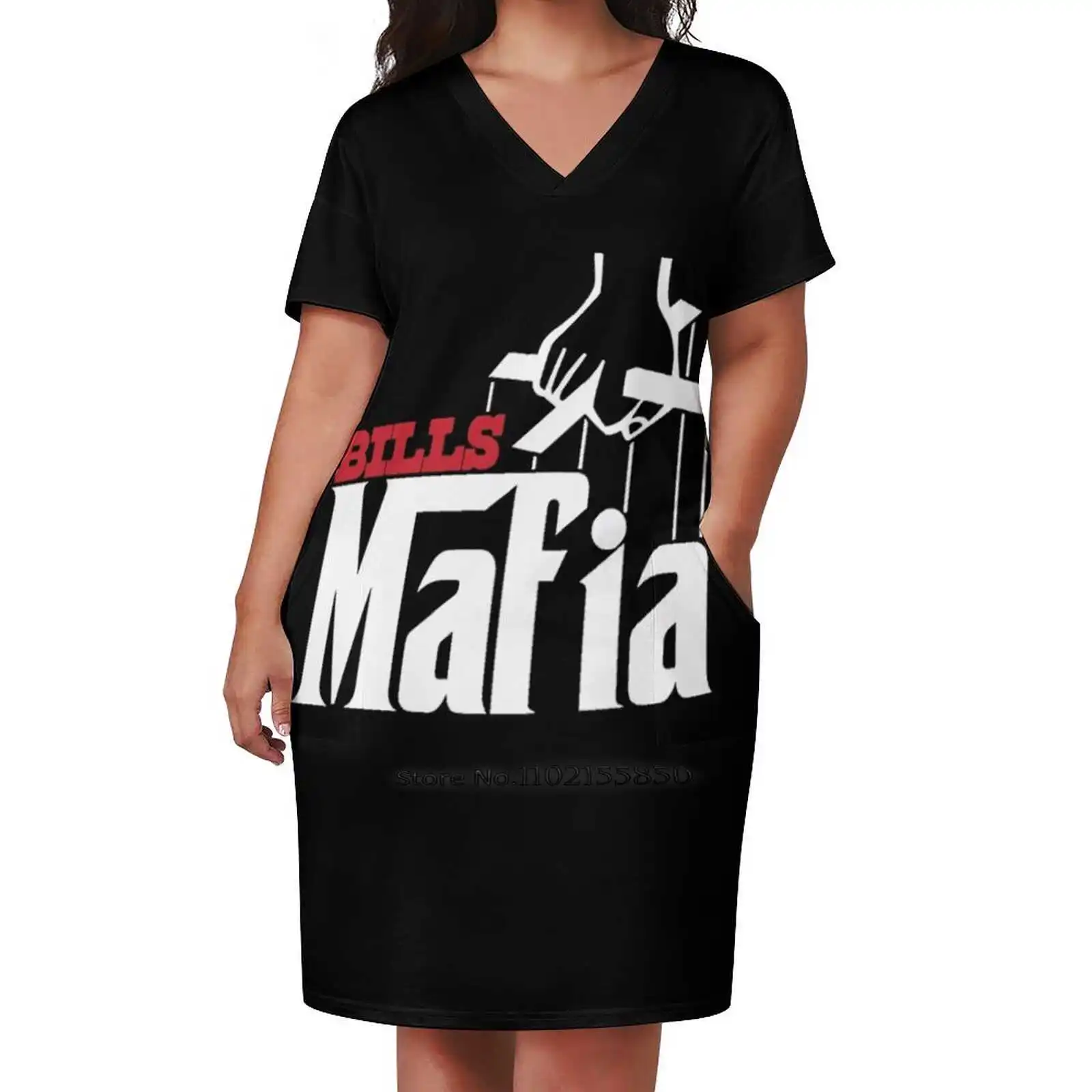 Bills Mafia - Football Superfan Tribute Loose Pocket Dress Women'S Printed Dresses V Neck Casual Dress New Design Bills Bills