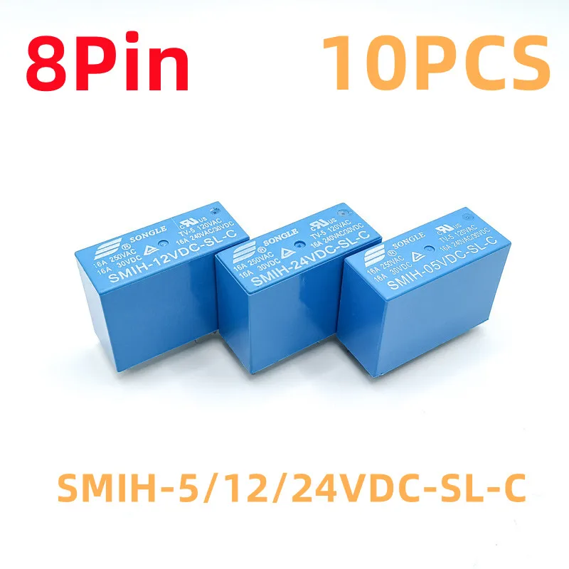 

SONGLE 10PCS SMIH-5VDC 12VDC 24VDC-SL-C 8PIN 16A 250VAC