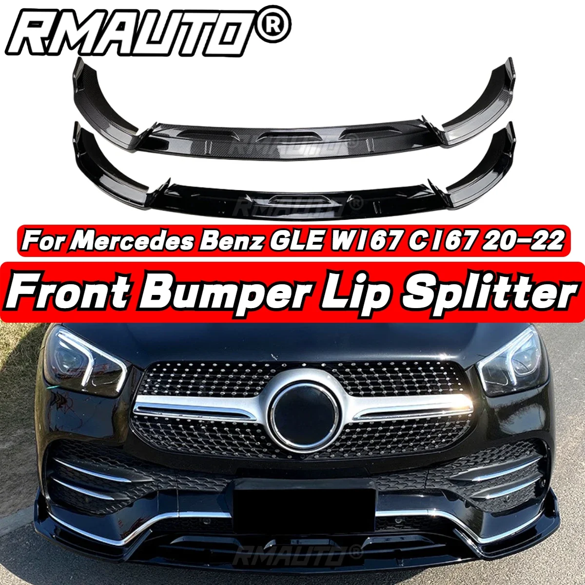 3Pcs/Set Car Front Bumper Lip Splitter Spoiler Diffuser Body Kit For Mercedes Benz W167 C167 GLE350 GLE450 AMG 2020-2022