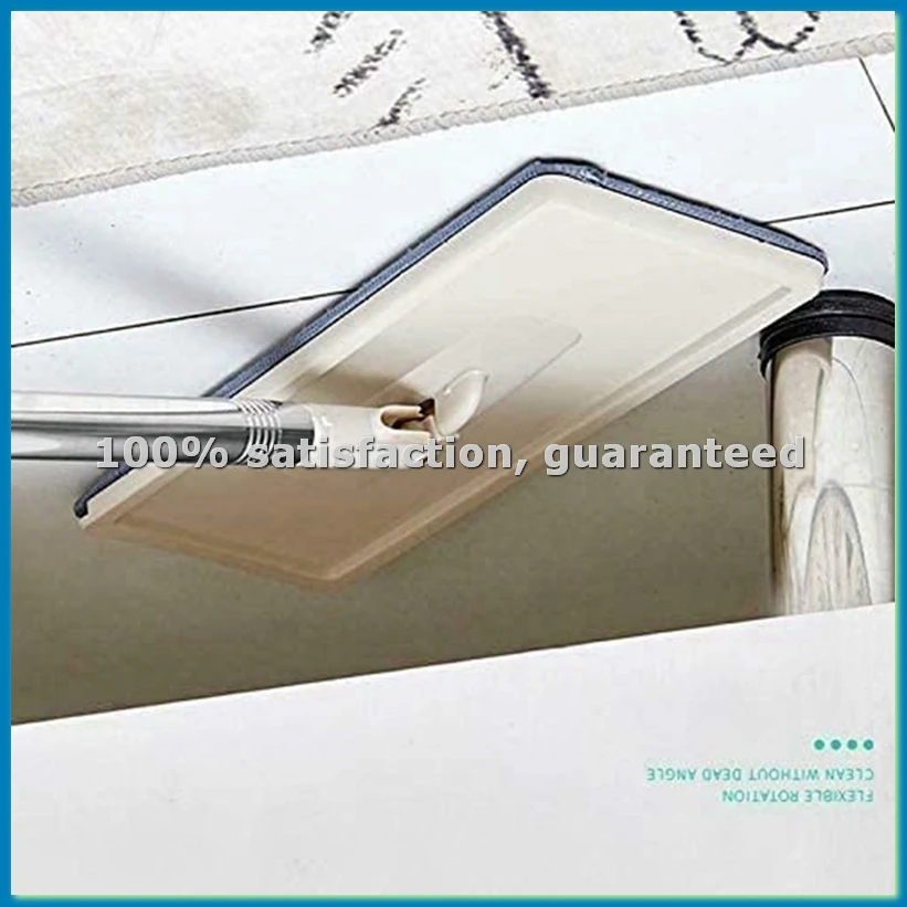 360度回転伸縮式ハンドル付きセルフクリーニングフラットモップ（マイクロファイバーパッドと洗浄バケツ付き）-at35