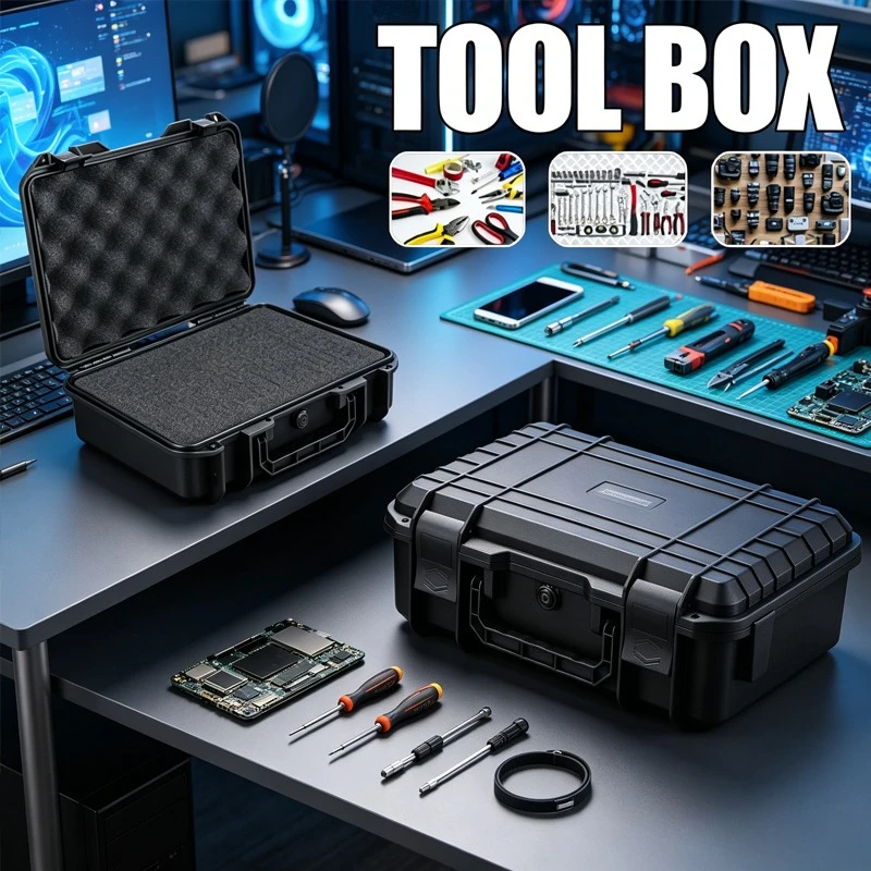 

Durable PlasticTool Box Waterproof Heavy-duty Protective Toolbox with Pre Cut Sponge Inserts - Shockproof Equipment Storage Box