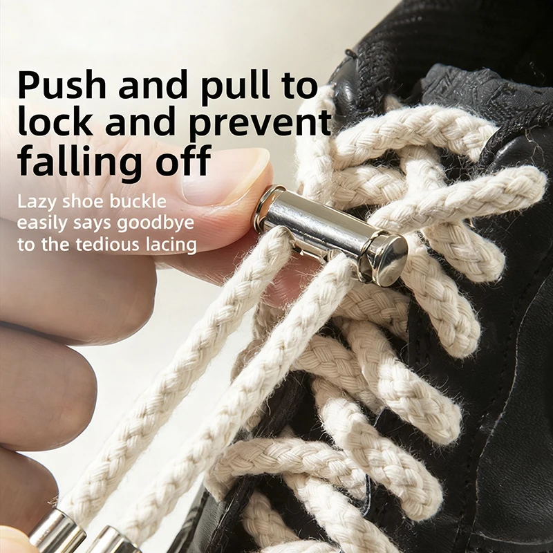 Spring Lock Shoelaces No Tie Shoelace Quick Fixed Lazy Shoelaces DIY For Hoodie Trouser Sweatpant Rope Round Cord Replacement