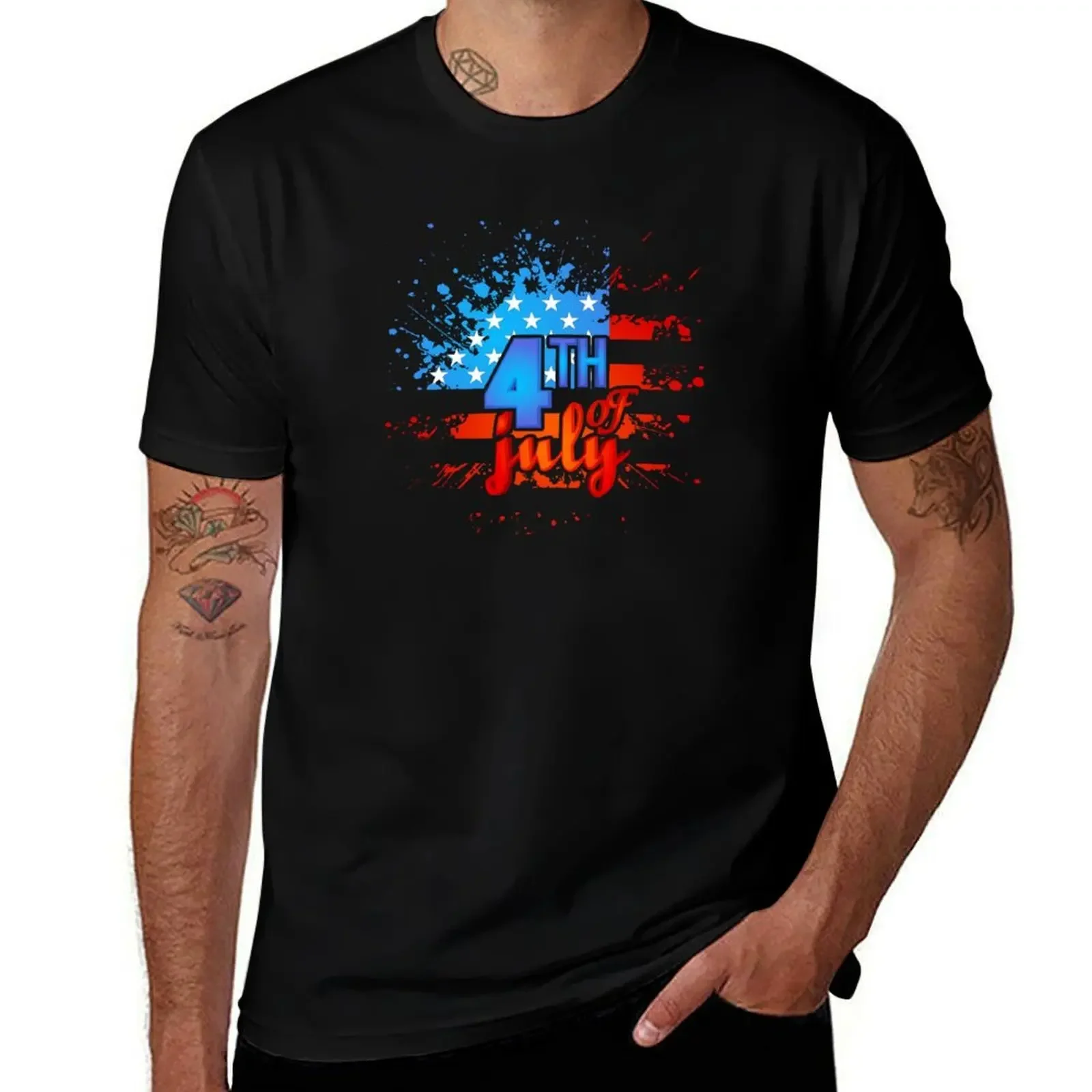 

Grunge Paint Splash “4th July” Street-Art Tee T-Shirt cute tops quick-drying Anime t-shirt mens graphic t-shirts anime