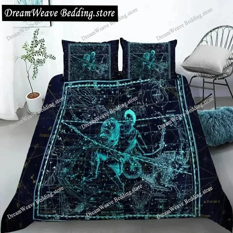 Bedding Decor Yellow Constellation Bedding Set Duvet Cover 3d Bedding Fashion Design Decoration King Duvet Cover Set Double Bed