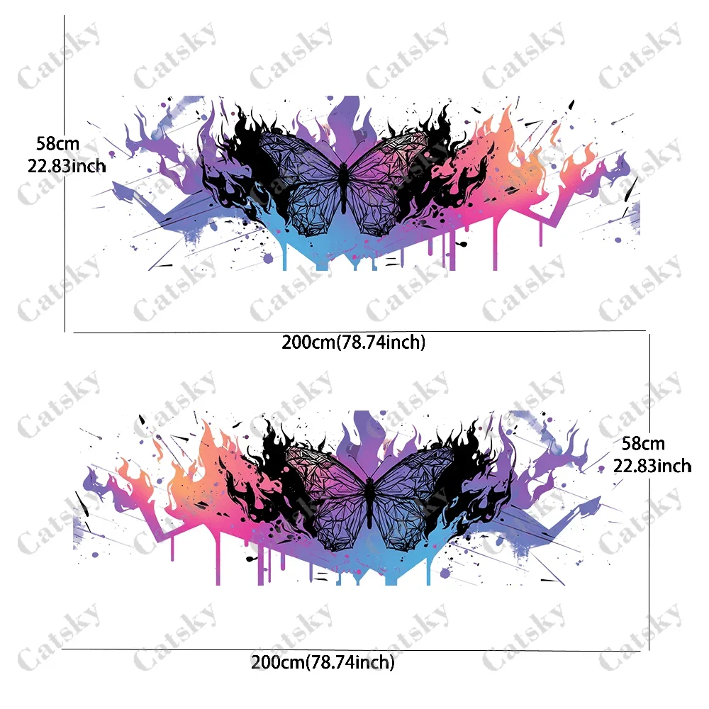 Butterfly Rainbow Splash Ink Car Side Sticker Decor,PVC Waterproof Scratch Resistant Decal,Car Protection,Auto Accessories Gift