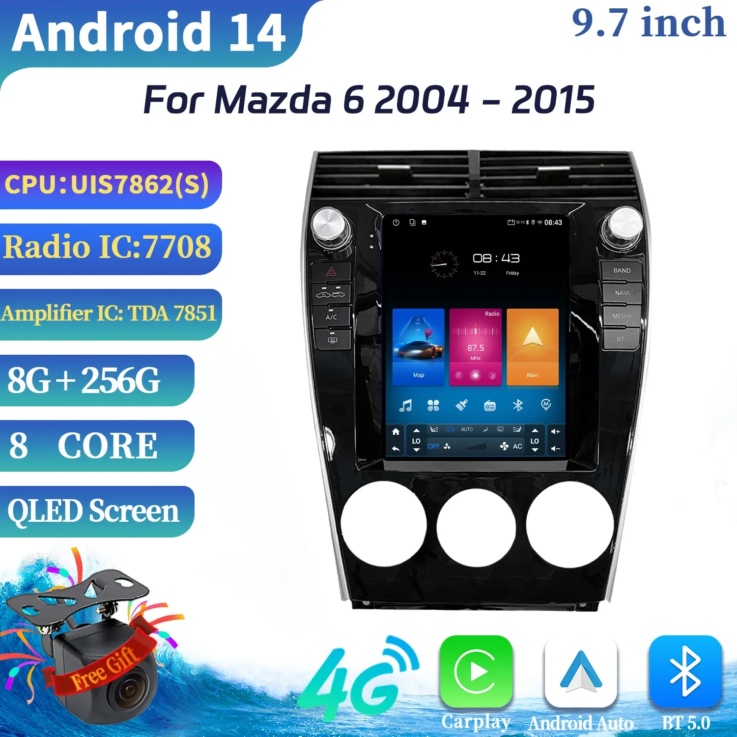 

9.7″ Android 14 For Mazda 6 2004-2015 Car Radio Multimedia Wireless Carplay Android Multimedia Navigation 4G GPS Stereo Screen