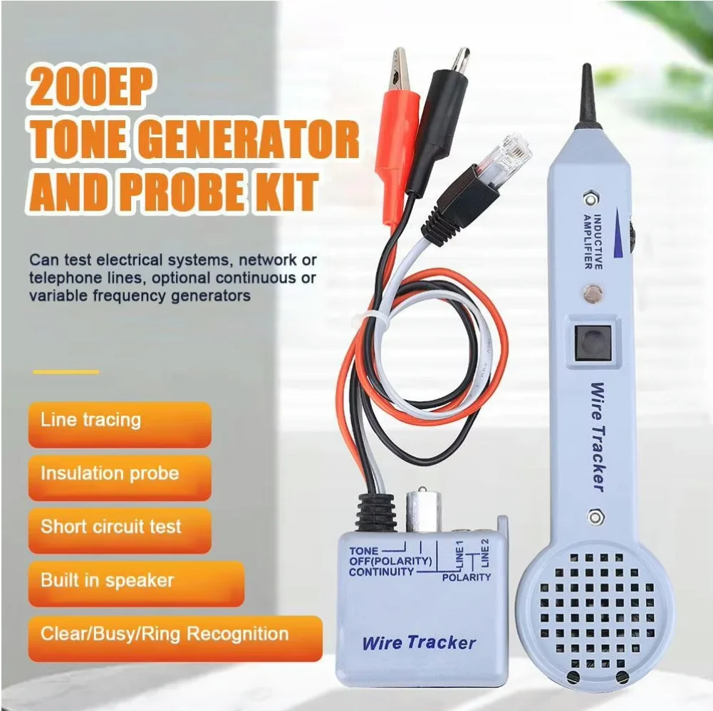 200EP Cable Toner Detector Wire Tracer Kit Network Cable Tracing Tester Kit Audio Adjustable Induction Amplifier Cable Toner