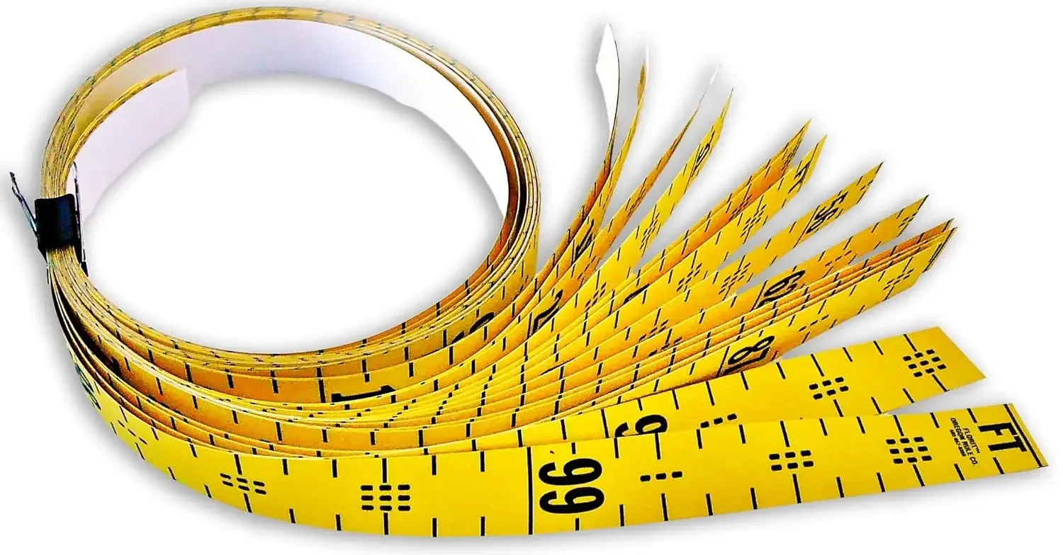 Tape Adhesive Backed 2 Inch Wide X 100 Foot Long Vertical Up Fractional 1” Grads Yellow 16 Pieces