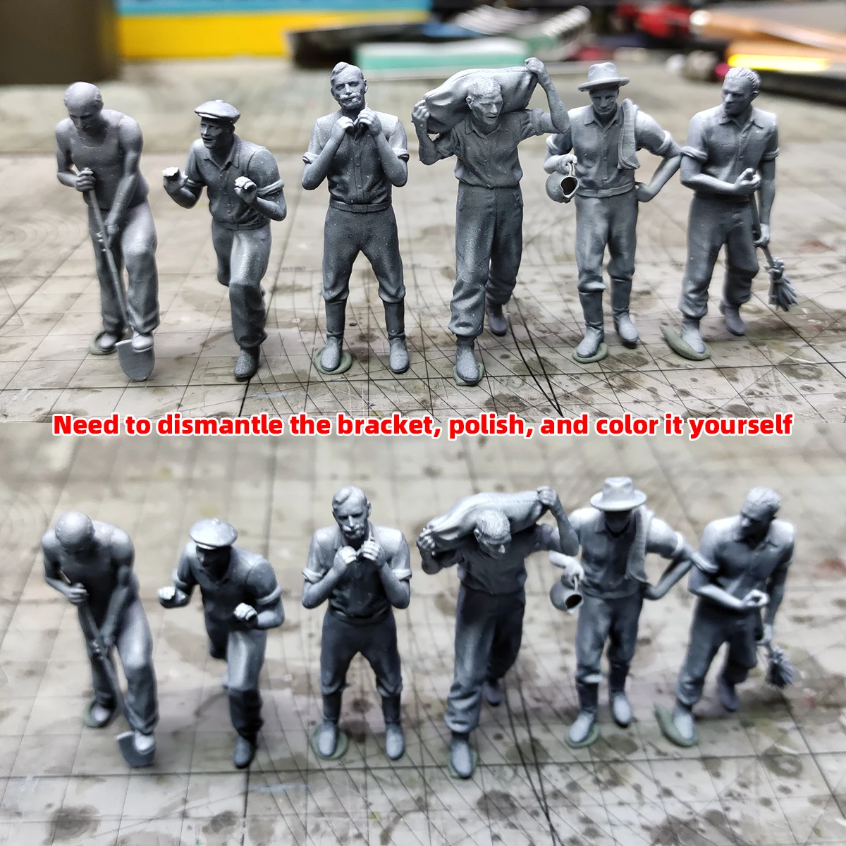 Maßstabsgetreue Miniatur-Modellbausätze Figuren Diorama Migrantenarbeiter Zivilisten Allmähliche Menschen Figurenset 1/35 1/43 1/48 1/64 1/72 1/87 Ho Z – Detail 2