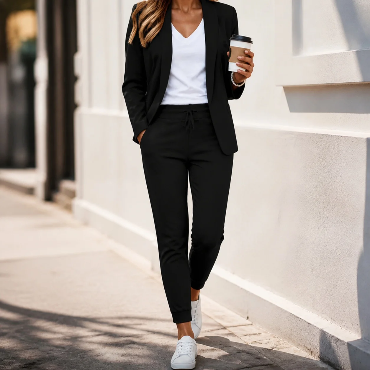 Casual Regular Sleeve Set Full Length Elegant with Commuter Chic Spring Long Sleeve Full Length Pants Elegant Women Sets