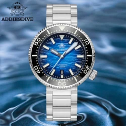 ADDIESDIVE 46mm New Dive Watch 3D Wave Ripple Dial NH35 Automatic Mechanical Men Watch Sapphire Waterproof 1000m Diving Luminous