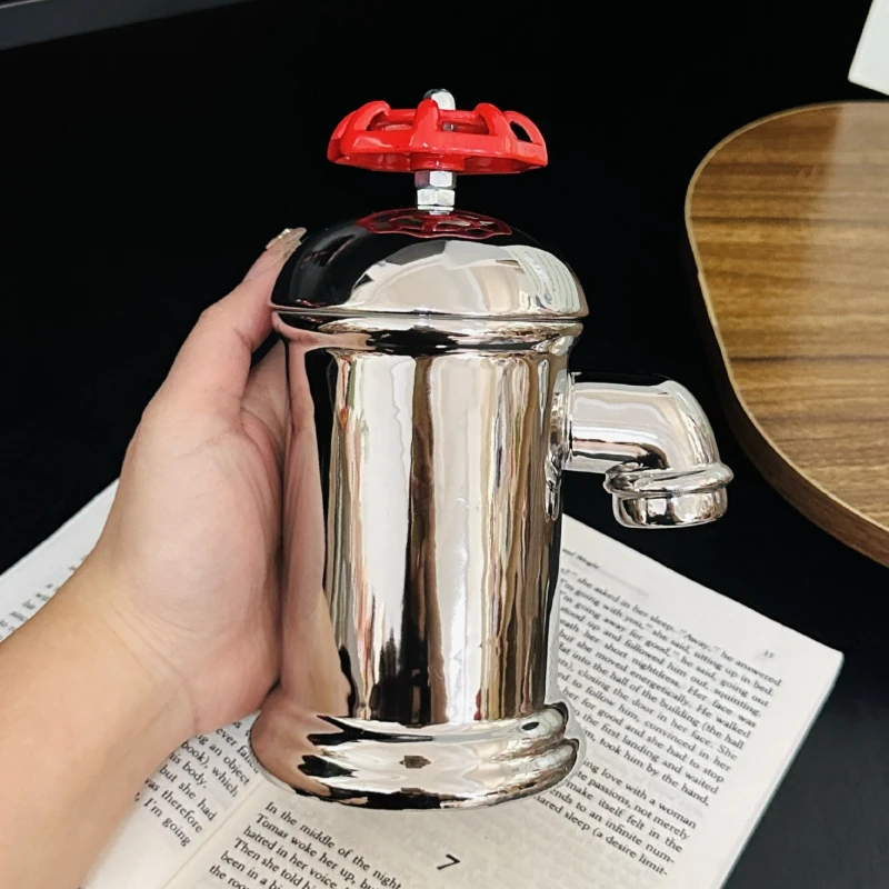 Fire hydrant creative design cup Nordic quirky and peculiar ceramic mug personalized coffee cup with lid spoon as a souvenir
