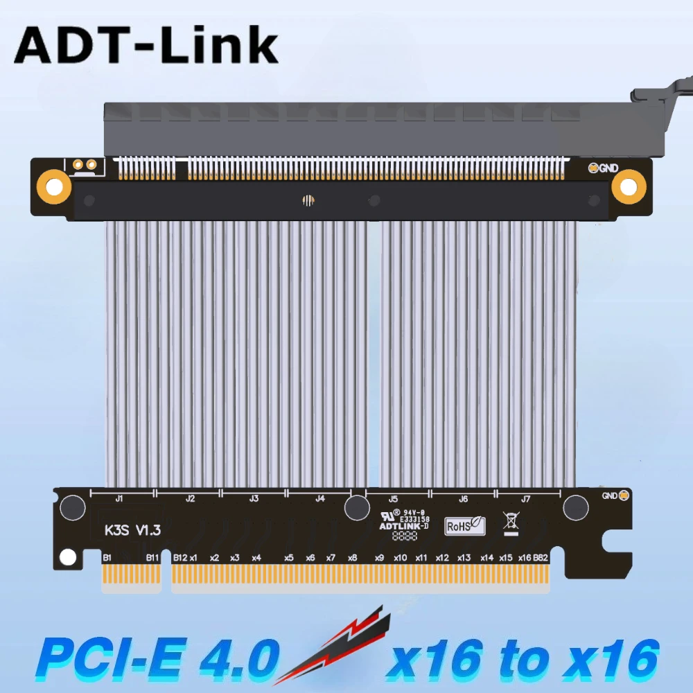 

ADT-Link Graphics Gen4 x16 PCI Express Riser Extender PCIe 4.0 16X Riser Cable High Speed GPU Riser Gaming for PC Graphics Cards