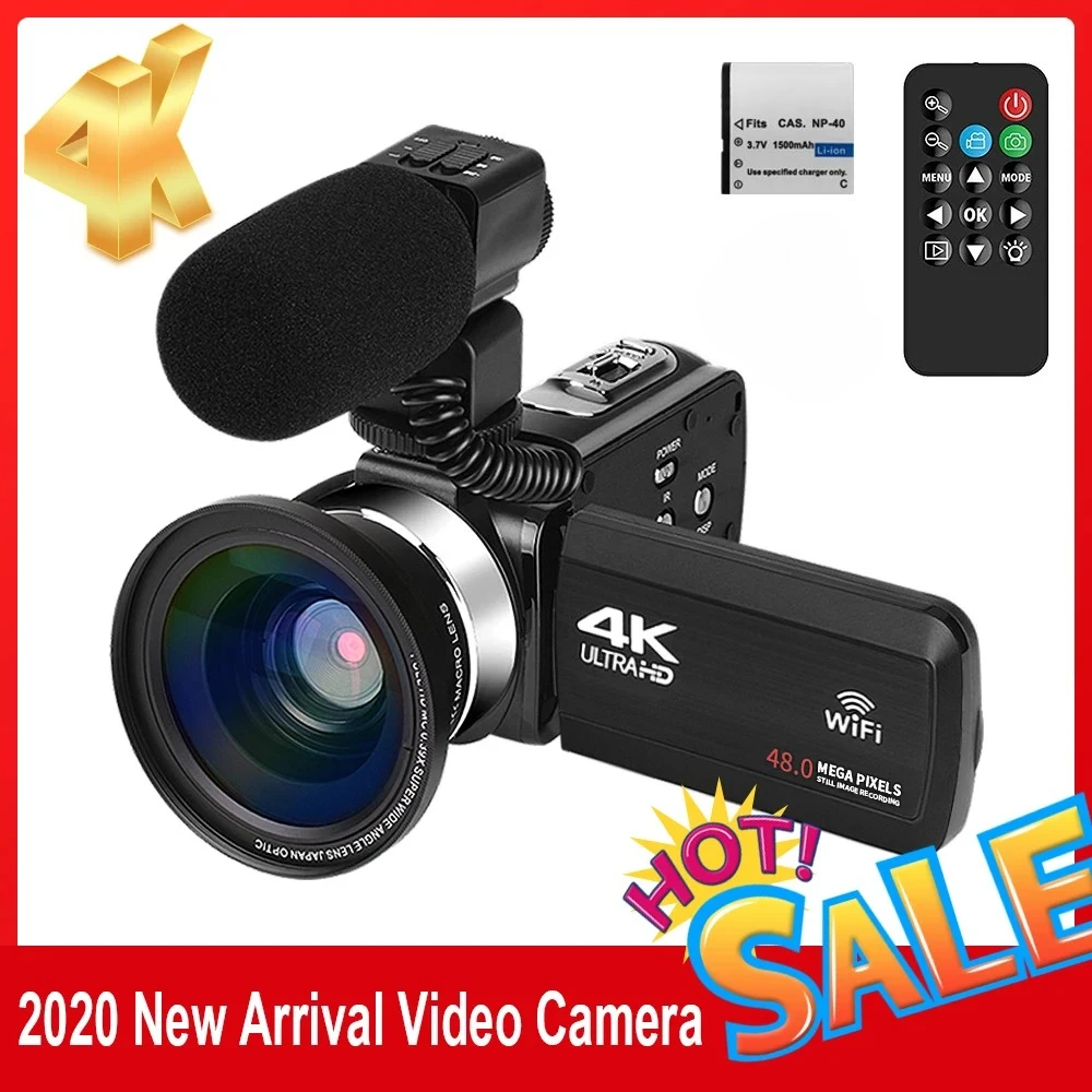 KOMERY-كاميرا فيديو 4K WiFi إصدار جديد بدقة 48 ميجابكسل ، شاشة تعمل باللمس ، لمسجل فيديو youtube